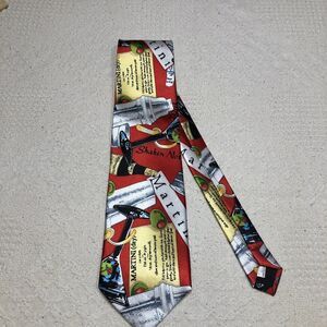 WOLFMARK Neckwear  Martini Cocktail Theme Red Mens Neck Tie Bar Tender Waiter